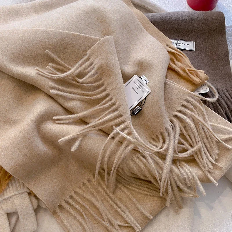 Sciarpa di lana invernale di lusso Donna Cashmere Caldo Pashmina Marca Foulard Scialli femminili Avvolge Spessore Morbido Sciarpe Bufanda Stola 2024 5