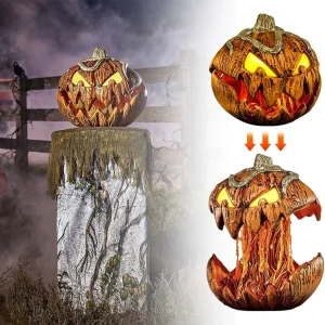 Decorazione di zucca emozionante di Halloween Zucche di sollevamento del suono Luce della testa Decorazione di Halloween Puntelli per la casa stregata Forniture per feste 1