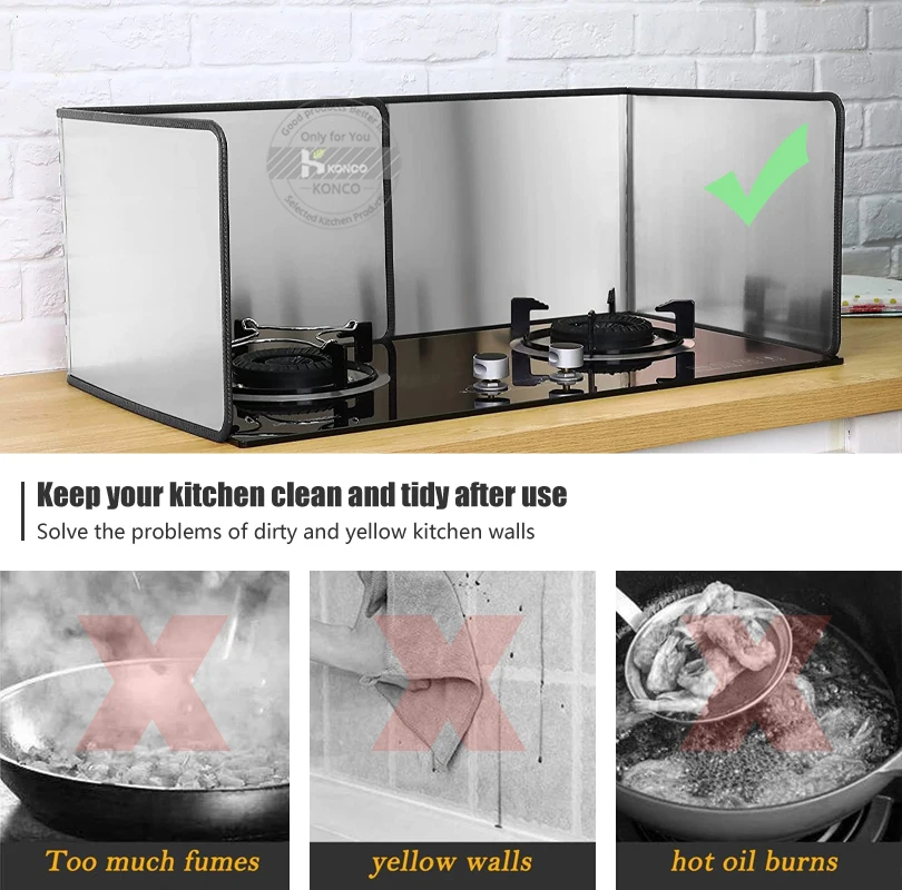 Piastra deflettore per fornello a gas da cucina pieghevole Padella Schermo di protezione contro gli spruzzi d'olio Protezione antispruzzo d'olio antiaderente Accessori per cucina 5