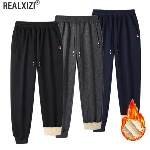 Pantaloni invernali in lana d'agnello caldi Pantaloni sportivi addensati da uomo Pantaloni da jogging termici casual da esterno per uomo Pantaloni in pile Abbigliamento sportivo 1
