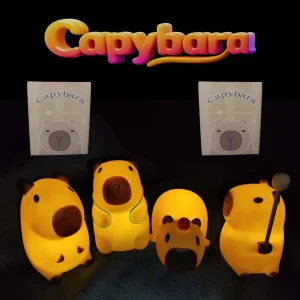 2025 Nuova luce notturna Capybara simpatico cartone animato di vendita calda, luce dallo stile carino, compagno da comodino morbido e luminoso, regalo per bambini 1