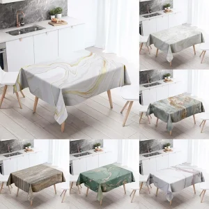 Tovaglia a righe in marmo Decorazioni per la casa Decorazione da tavolo impermeabile resistente alle macchie Top rettangolari per caminetto da cucina 1