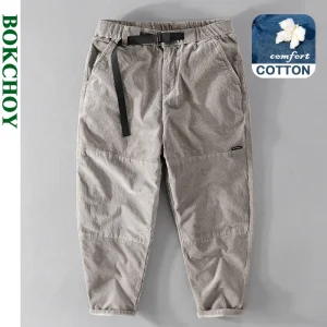 Autunno Inverno Nuovi Uomini Alla Moda Con Coulisse Caldo Velluto A Coste Pantaloni Casual Semplice Selvaggio Elastico In Vita Pantaloni Grigio Abbigliamento Da Lavoro 7608 1