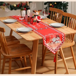 2025 Nuova bandiera da tavolo natalizia scandinava Decorazione ristorante Bandiera da tavolo modello nappa stampata natalizia 33X180 cm 1