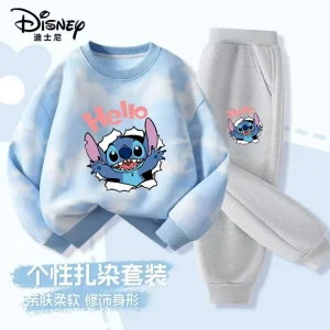 Autunno Neonata Ragazzo Vestiti Set Bambini Disney Stitch Stampa Tie-Dye Top e Pantaloni Fondo Due Pezzi Vestito di Cotone Tuta 1