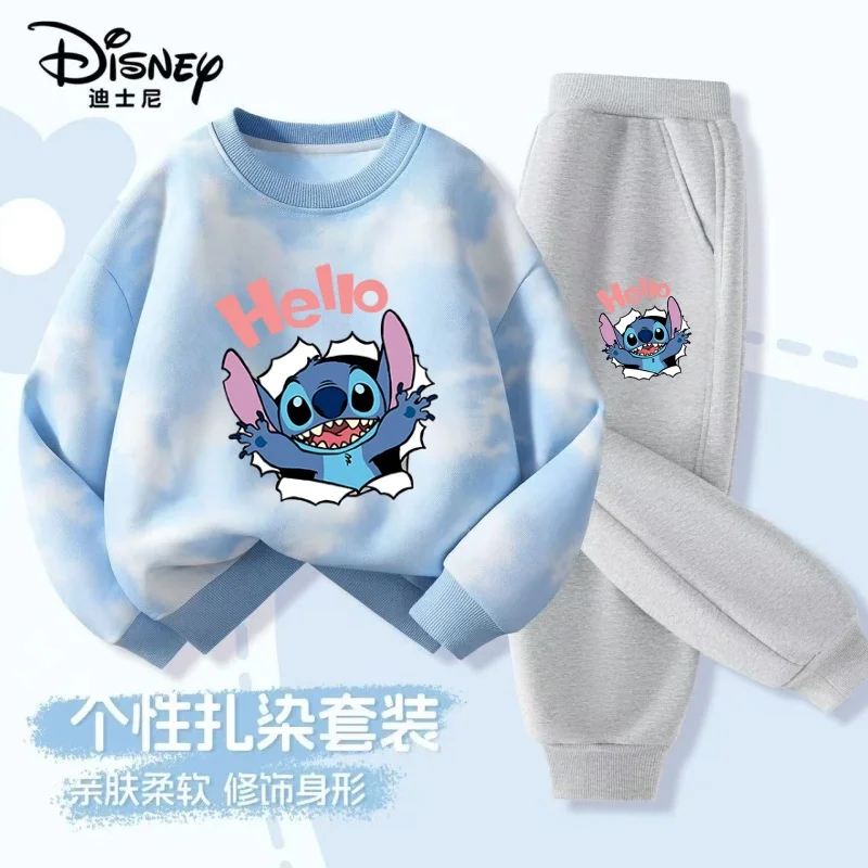 Autunno Neonata Ragazzo Vestiti Set Bambini Disney Stitch Stampa Tie-Dye Top e Pantaloni Fondo Due Pezzi Vestito di Cotone Tuta 1