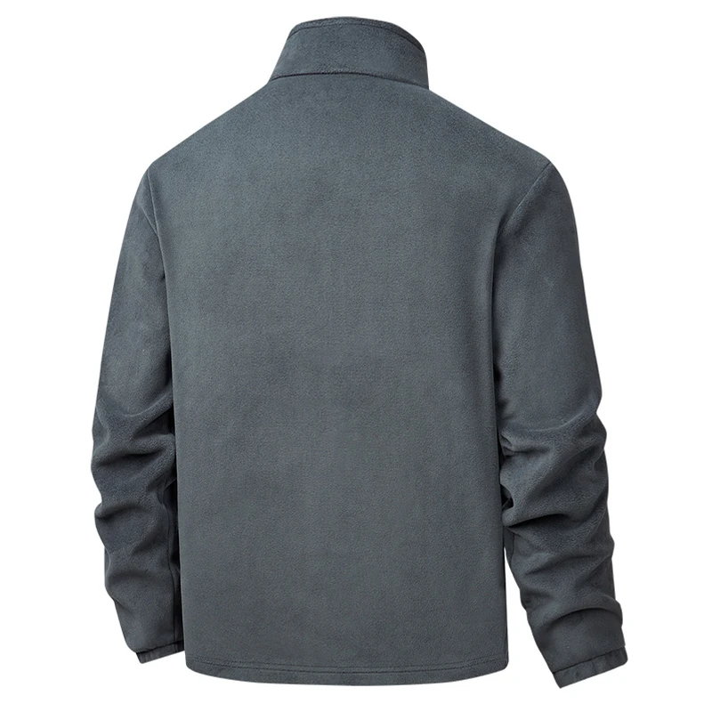 Giacca in pile polare da uomo Autunno Inverno Outdoor Gilet spesso caldo a prova di freddo con tasche multiple Colore puro Dropshipping 3