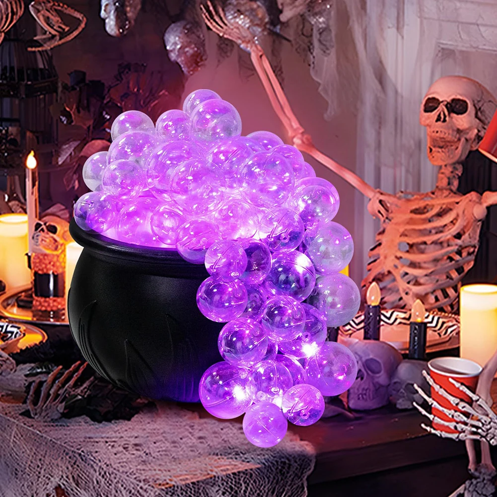 Calderone luminoso di Halloween con 40 palline a LED fai da te, ciotole realistiche per streghe, decorazioni per le feste in casa 1