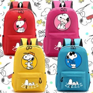 Zaini per studenti Snoopys Cartoon Dog Merch Zaini per ragazzi e ragazze Borsa per libri per bambini di grande capacità Materiale scolastico Regali di compleanno 1