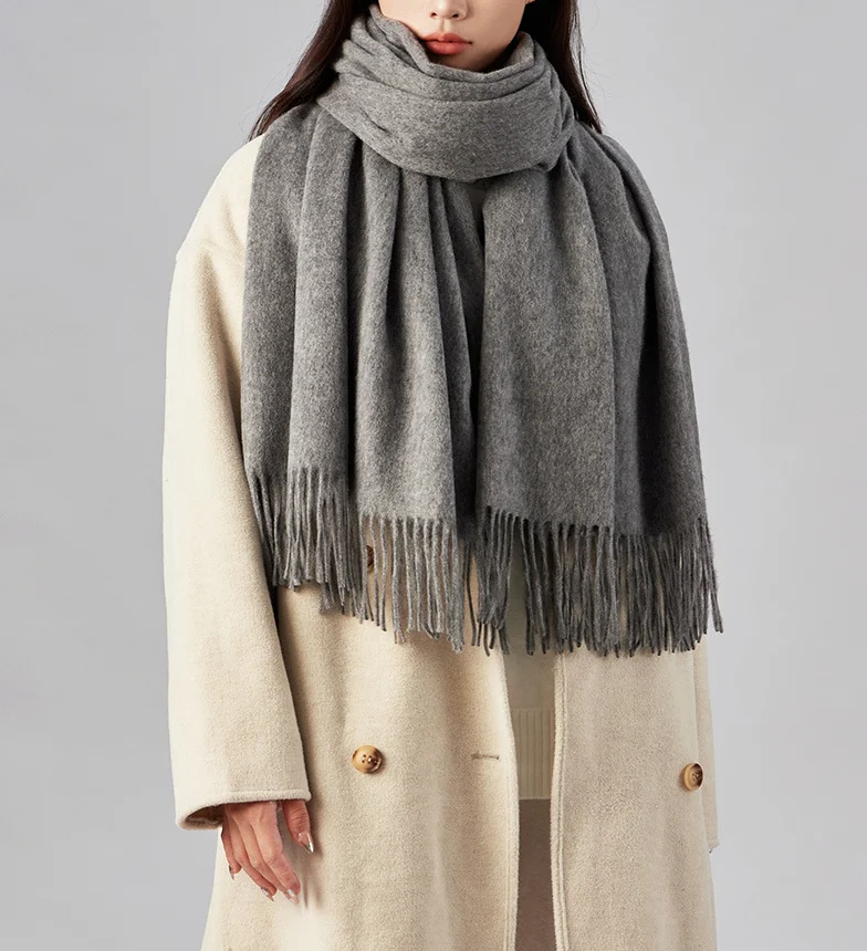 Sciarpa calda casual in tinta unita da donna invernale Scaldacollo in morbido poliestere Accessorio alla moda per la stagione fredda 6