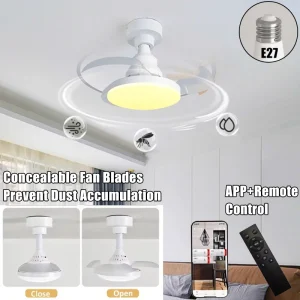 Ventilatore da soffitto Pale retrattili Ventilatori Temporizzazione Luci dimmerabili APP e telecomando Moderno e semplice per l'illuminazione della camera da letto 1