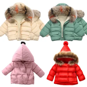 Capispalla per bambini con cappuccio inverno caldo neonata ragazzo piumino solido addensare ragazza ragazzo giacca di cotone cappotti Casual vestiti infantili 1
