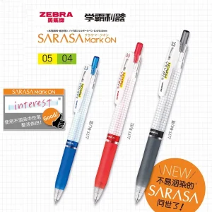 ZEBRA SAEASA Penne gel Mark On Grid, 0,4/0,5 mm Nero/Rosso/Blu JJ15 Asciugatura rapida a prova di sbavature per compiti a casa, esame, firma, cancelleria 1