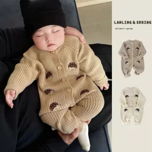 Vestiti appena nati Abiti Autunno Inverno Baby Boy Girl Manica lunga Pagliaccetti lavorati a maglia Tute Cute Hedgehog Infant Outwear Tute corte 1