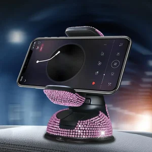 Supporto per telefono per auto con strass bling universale girevole sicuro perfetto per una facile navigazione e stile interno donna Accessori T5T9 1