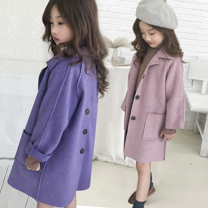 2025 Nuova Primavera Inverno Bambini Morbido Cappotto di Lana Lungo Spessore Caldo Ragazza Giubbotti Capispalla Antivento Bambini Abiti di Alta Qualità 2
