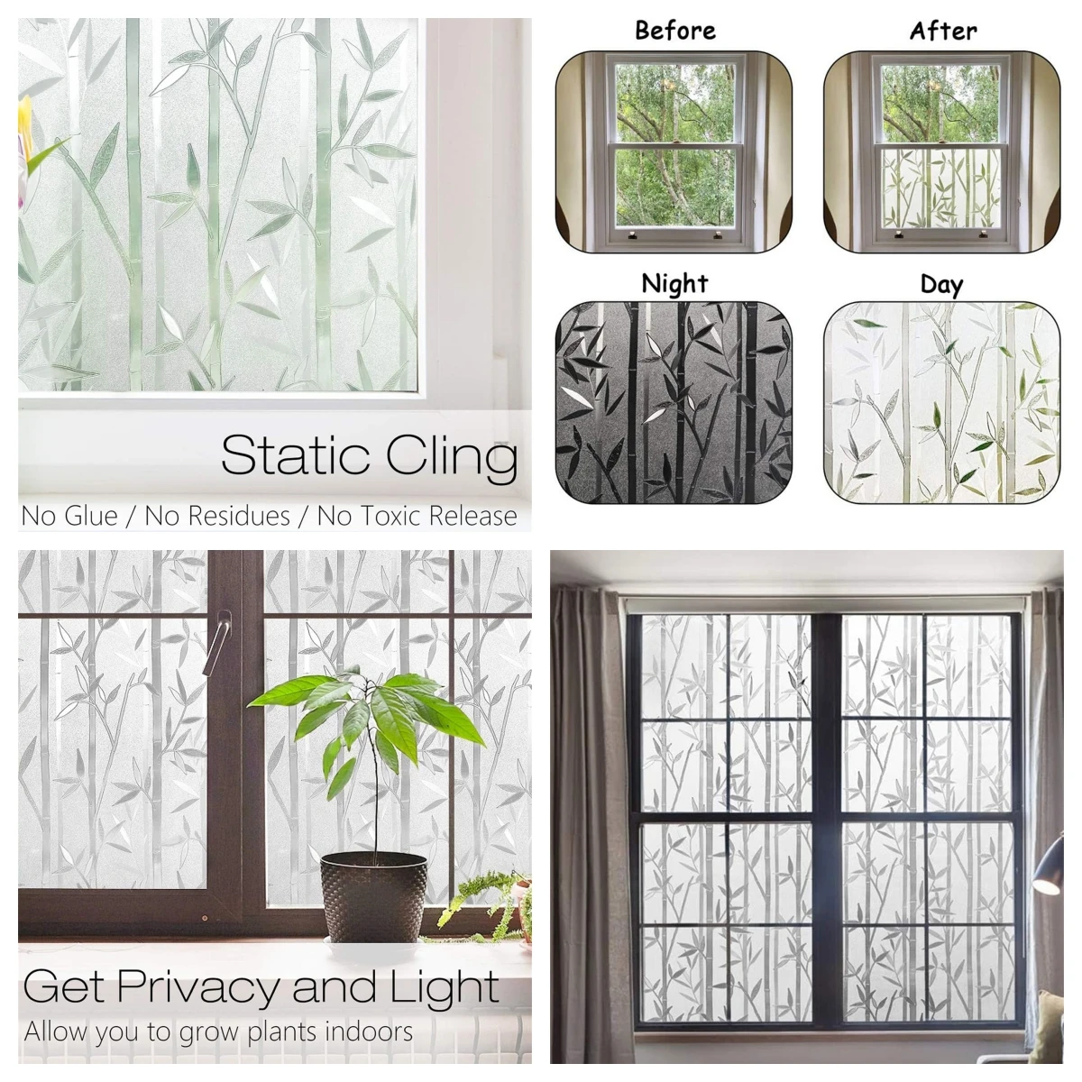 Pellicola per privacy per finestre smerigliata larga 75/90 cm, pellicole per vetri non adesive per finestre, adesivi per finestre rimovibili ad aggancio statico per il controllo del calore 6