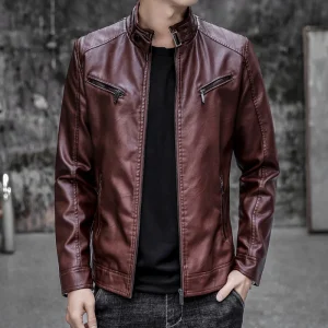 Giacche in pelle da uomo Giacche in pelle di marca di moda a maniche lunghe con cerniera da uomo Giacca corta da motociclista primavera autunno cool da uomo taglie forti 1