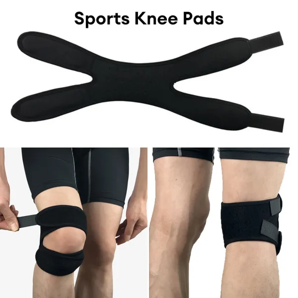 5pc Ginocchiera sportiva Pressurizzata Ginocchiera Supporto Fasciatura Pad Bretelle elastiche Foro per ginocchio Ginocchiera Sicurezza Basket Fitness 3