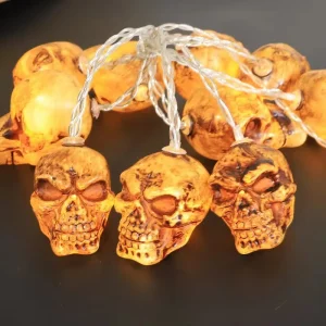 Decorazione di Halloween Luci a corda a LED Testa di teschio marrone Giardino Raccolto Festival Decor Luce per interni ed esterni L103 1