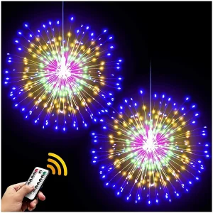 Luci natalizie da 200 LED per fuochi d'artificio appese Starburst Ghirlanda di luci da fata per esterni per l'arredamento del cortile del giardino domestico 1