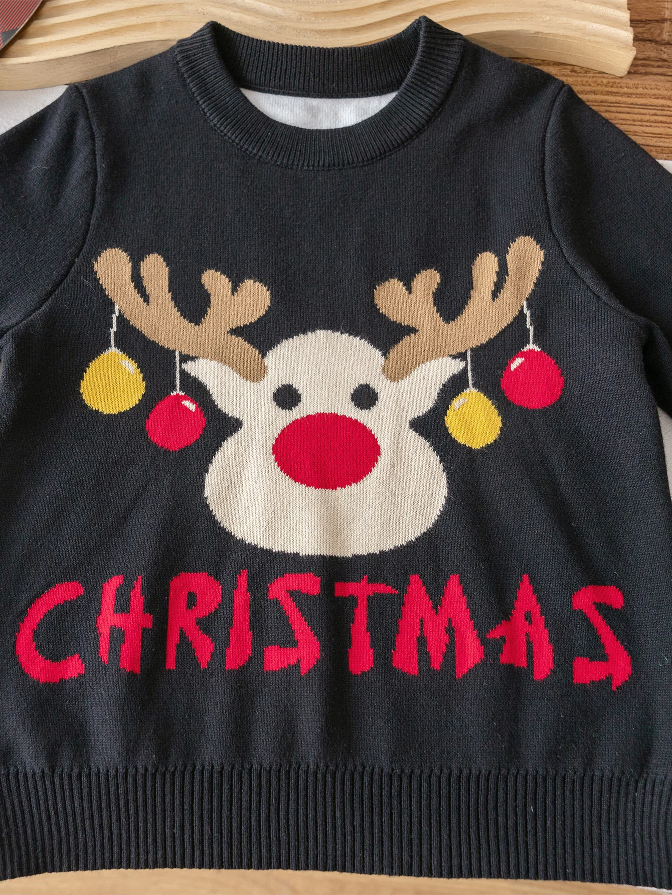 Maglione lavorato a maglia con motivo renna natalizia per ragazzi e ragazze adatto per feste di Natale in primavera, autunno e inverno 4