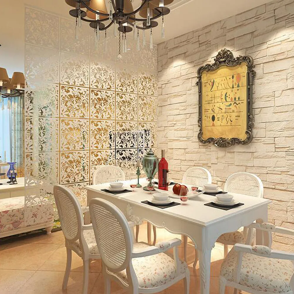 Divisori per stanze sospese 40 x 40 cm Divisori per stanze sospese a parete in PVC per decorazioni per la casa Soggiorno Sala da pranzo Camera da letto Bianco - Confezione da 12 5