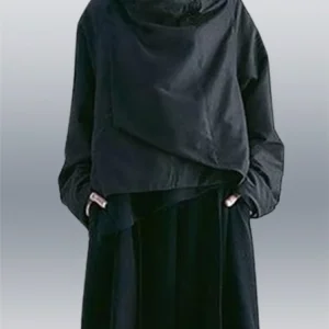 Giacca nuova autunno da donna collo alto maniche lunghe cappotto ampio tinta unita capispalla asimmetrico fresco per donna 1