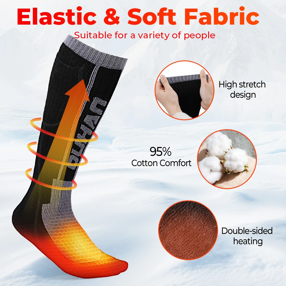 Calzini riscaldati Calzini riscaldanti elettrici per moto con telecomando Batteria ricaricabile Calze termiche spesse invernali Uomo Donna 4