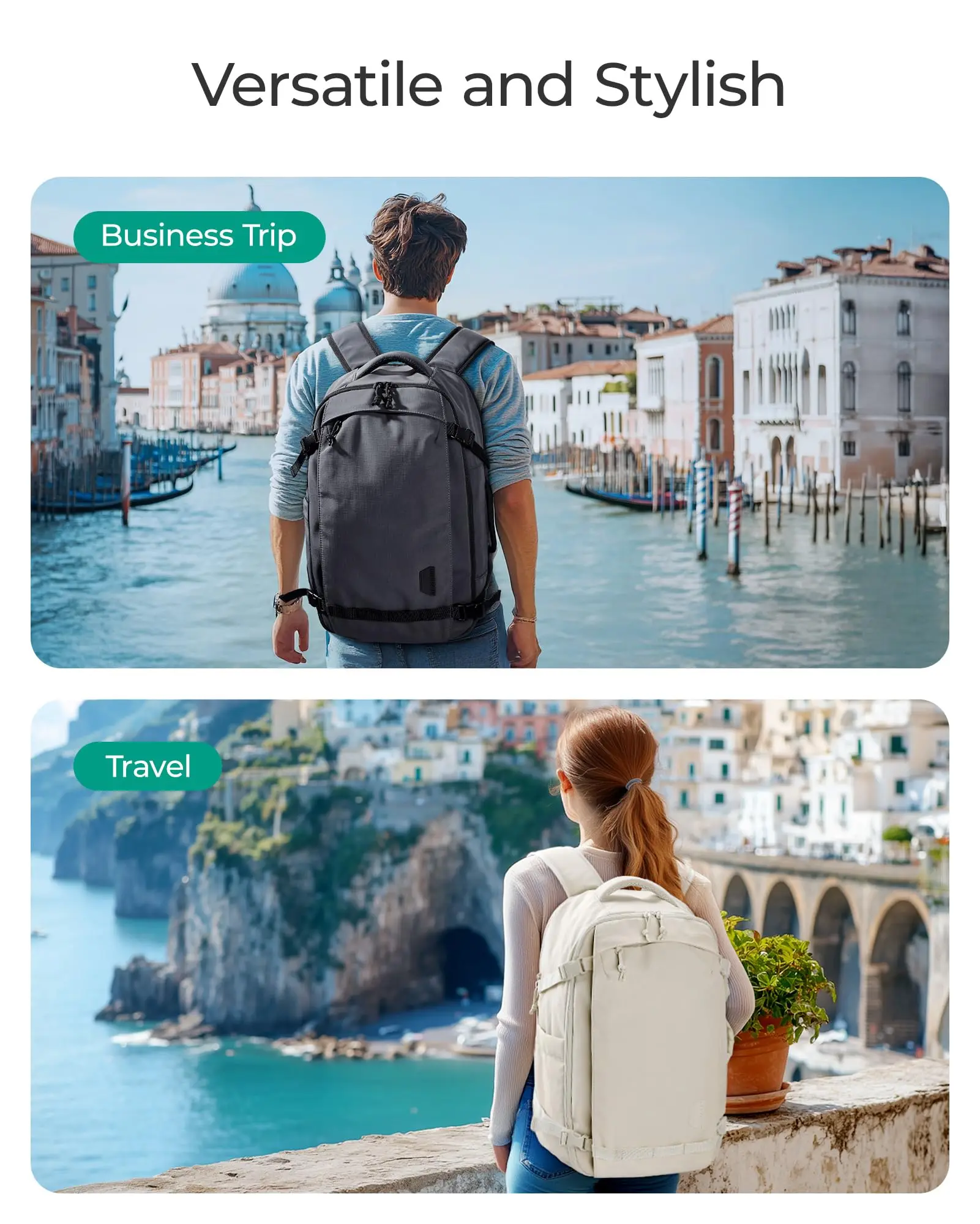 BAGSMART Zaino da viaggio per donna 30L Borsa da viaggio TSA approvata per il volo Zaino da viaggio resistente all'acqua Zaino da uomo 2