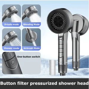 Nuovo filtro booster soffione doccia regolazione a quattro velocità con guarnizione dell'acqua accessori multifunzionali per il bagno della doccia domestica 1