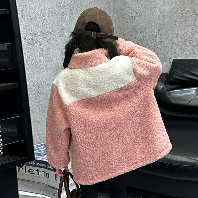 Ragazze Soffici Caldi Giubbotti Per Bambini Inverno Peluche Velluto Tuta Sportiva Per Bambini Autunno Cappotti In Pile Adolescente Moda Abbigliamento Imbottito 3-12Y 2