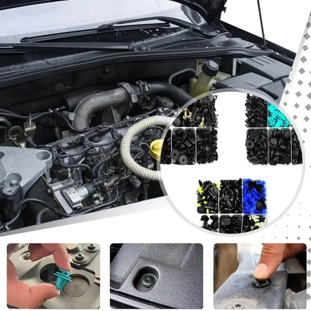 Clip di fissaggio per autoveicoli e kit di morsetti per rivestimento del pannello della porta Copertura del motore del paraurti Clip di spinta Strumento di rimozione dei elementi di fissaggio del pannello della porta 5