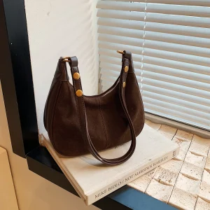 Borsa a mezzaluna alla moda borsa retrò borsa a tracolla casual da donna di alta classe smerigliata 1