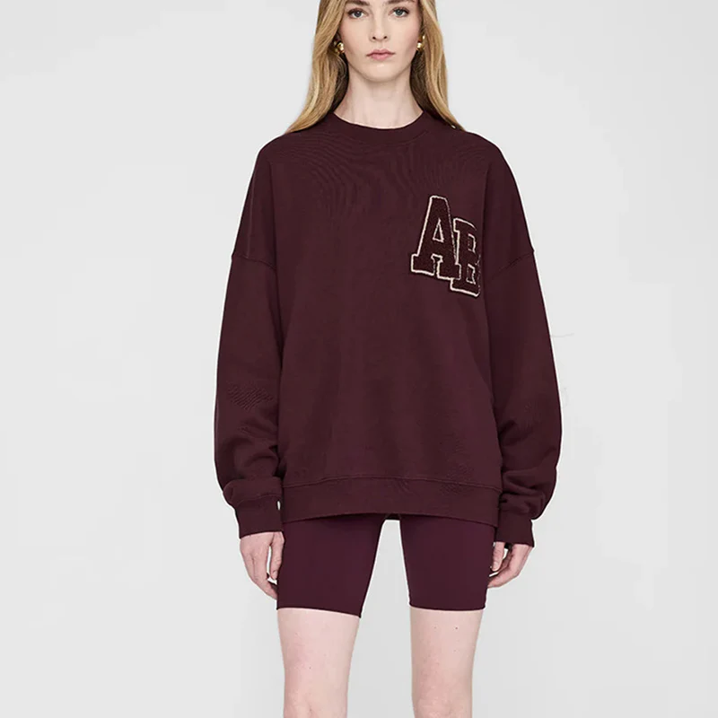 Felpa girocollo da donna con vestibilità ampia in pile ricamato speciale a manovella di nicchia nordamericana AB in autunno e inverno 5