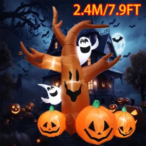 Giocattolo gonfiabile Spaventoso albero di zucca Modello gonfiabile di Halloween Modello luminoso di decorazione dell'atmosfera di Halloween del giorno dei morti 1