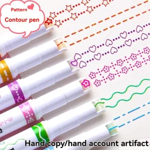 6 pz/set Kawaii Fiori A Forma di Linea Evidenziatori Punta del Rullo Curva Liner Marker per la Scrittura Journaling Disegno di Cancelleria 1