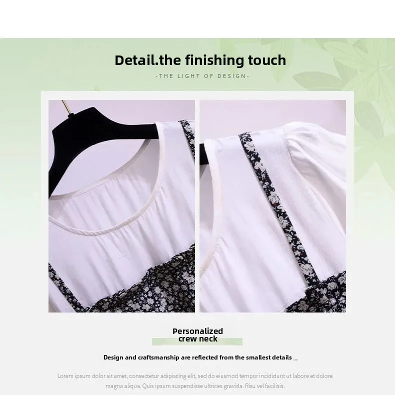 Abito con stampa floreale retrò Gonna longuette con cinturino per pausa tè Dimagrante occulente Manica corta Girocollo Abito da ragazza in vita impero 4