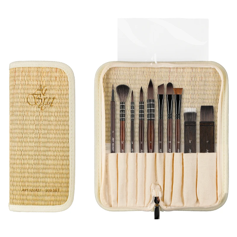 Artsecret 999 Pennello acrilico per acquerello Capelli sintetici Ghiera in alluminio Manico in legno Strumenti artistici multifunzione 3