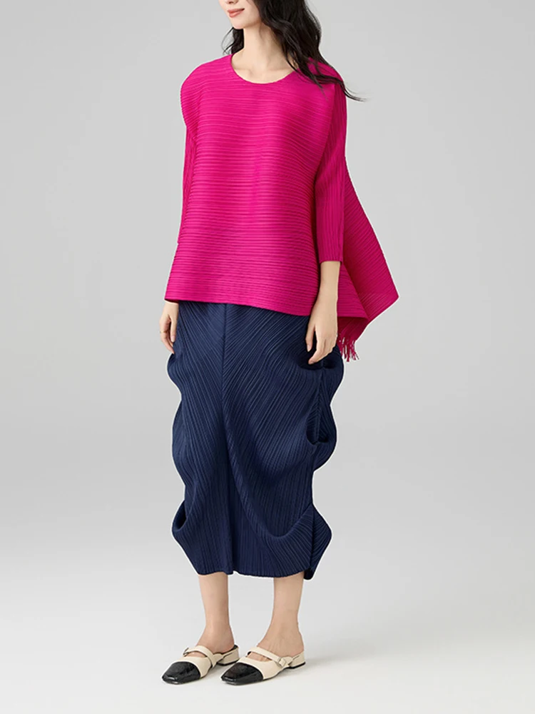 LANMREM 2025 delle nuove donne elegante design di nicchia gonna a pieghe a trapezio moda estiva irregolare elastico Wiast gonne larghe 2DB2865 3