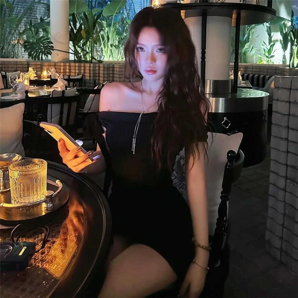 SylCue Mini abito patchwork in rete da donna con scollo a barchetta increspato con spalle scoperte Nappa senza schienale Midnight Club Party Abiti eleganti attillati 5