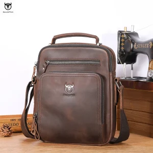 BULLCAPTAIN Borsa a tracolla da uomo in vera pelle Borse incrociate vintage Borsa a tracolla da uomo di grande capacità Borsa da viaggio Bolso Hombres 1