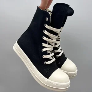 Stivaletti corti in tela casual Scarpe con fondo latte da donna Coppia scarpe di tela alte con tacco piatto Scarpe da donna stagionali primavera autunno 1