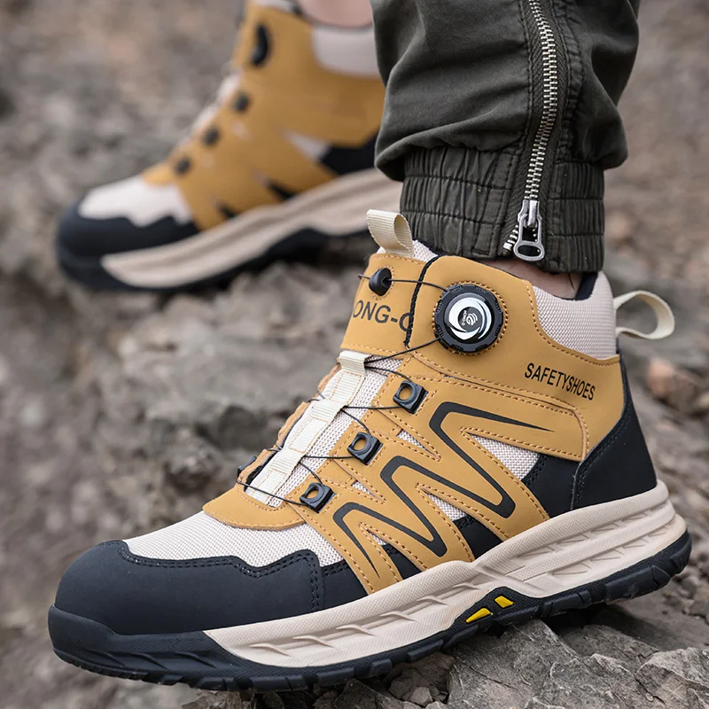 Scarpe antinfortunistiche con bottone rotante Scarpe isolanti da uomo 6kV Scarpe da ginnastica da lavoro con punta composita Scarpe indistruttibili a prova di foratura Stivali da lavoro 6