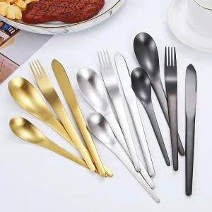 4/8/16pcs Coltelli In Acciaio Inox Forchetta Cucchiaio Kit Set di Posate Opache Per Hotel Ristorante Festa Occidentale Stoviglie Accessorio Da Cucina 1