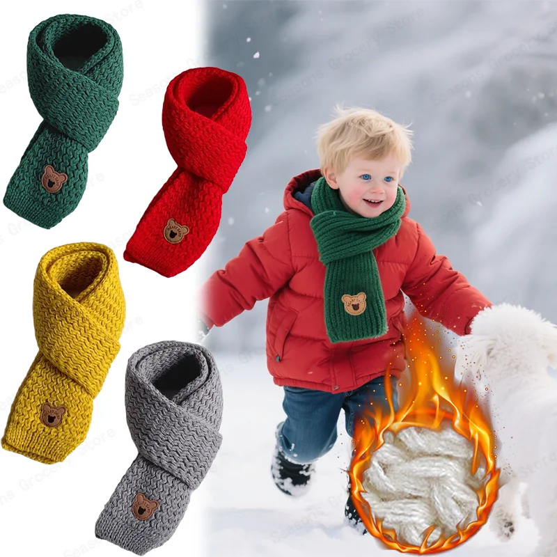 Sciarpa antivento per bambini Foderata in pile Copri collo caldo Sciarpa invernale per bambini Regalo di Natale Sciarpa da esterno per bambini unisex Coreano carino 1