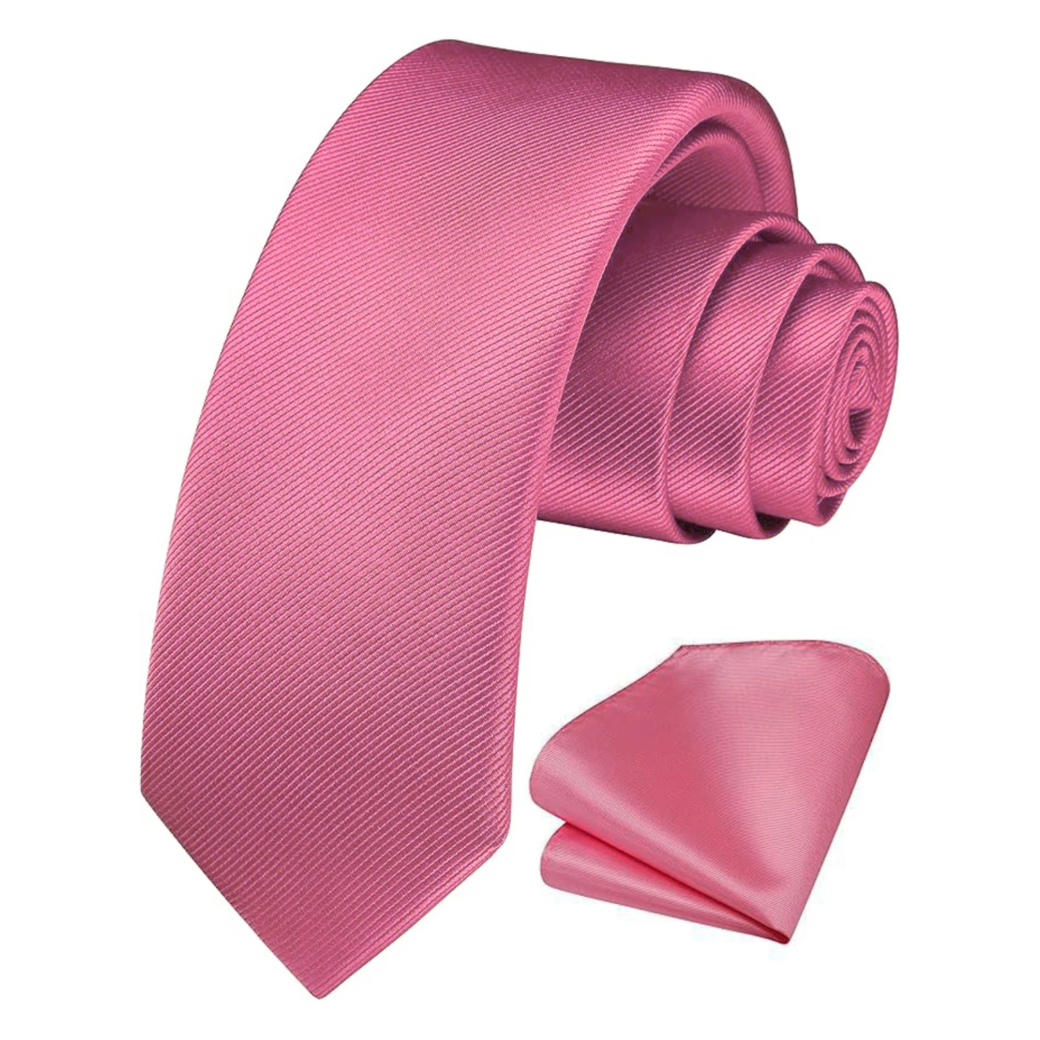 JEMYGINS Cravatta da uomo Slim Tinta unita 6 cm Cravatta in seta Pocket Square Combo Set Adatto per regali di compleanno da uomo Matrimoni Affari 4