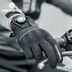 ROCKBROS SBR Guanti con palmo Assorbimento degli urti Guanti autunnali invernali Guanti da moto estesi da polso traspiranti Protezione da guida 1