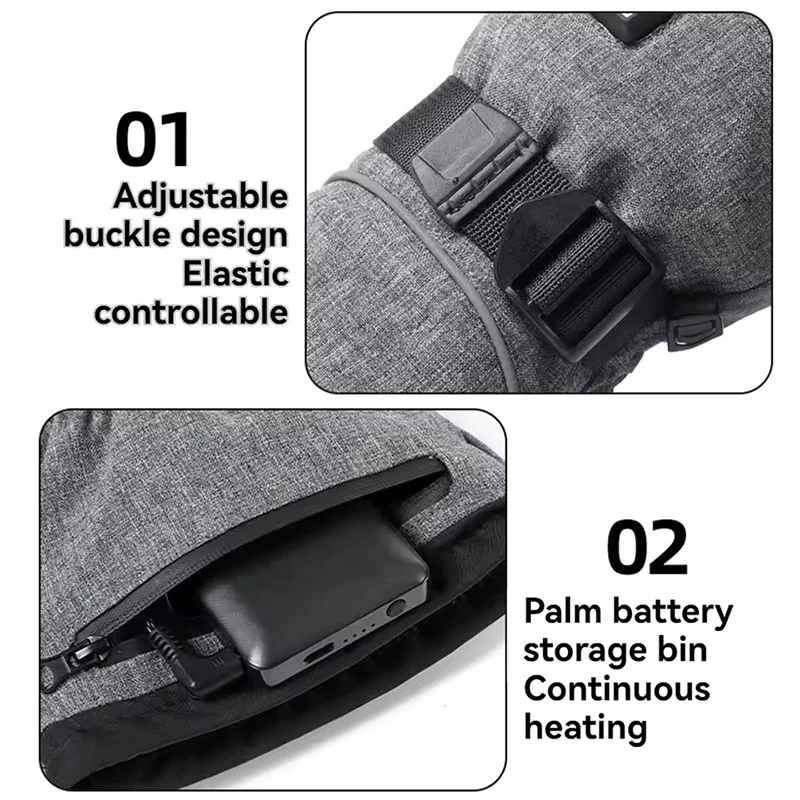 Guanti impermeabili riscaldanti per sport invernali all'aria aperta per sci da uomo, moto, equitazione, guanti a dita intere in cotone caldo e spesso 5