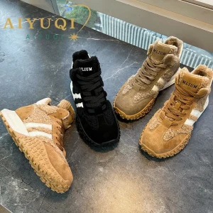 AIYUQI Stivali femminili Scarpe da ginnastica invernali da donna Scarpe Dexun con plateau in vera pelle Scarpe da donna invernali abbinate ai colori 1